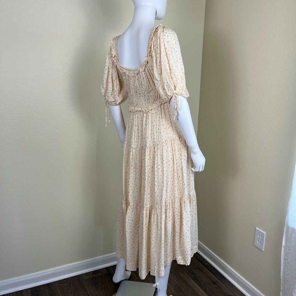 En Saison Women's Size S Yellow Roberta Floral Smocked Ruffle Midi Dress Yellow - Picture 11 of 16